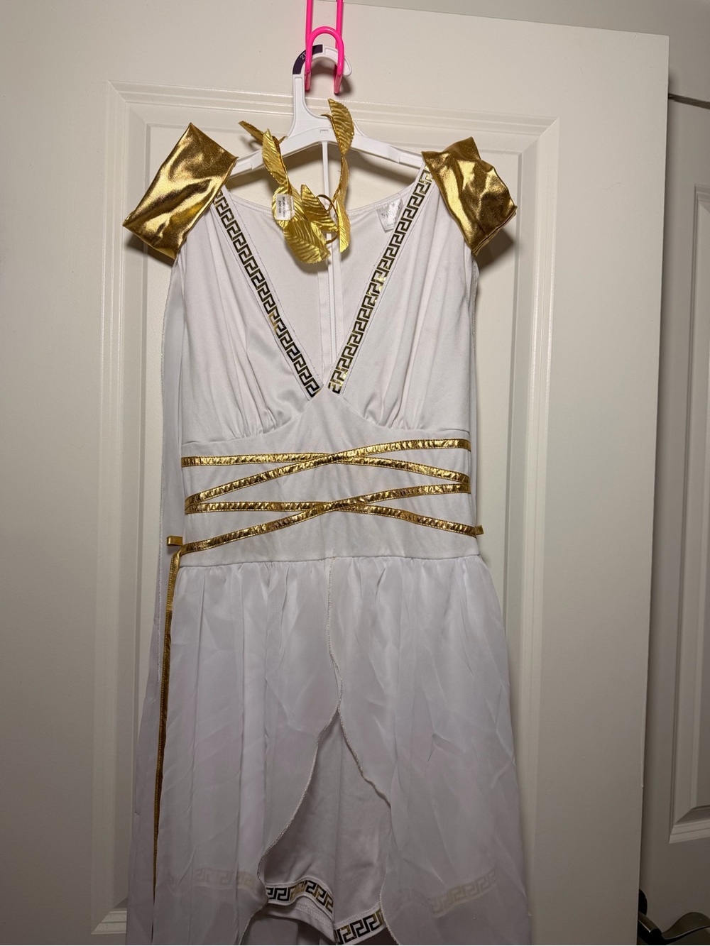 White and Gold Greek Goddess Costume Dress